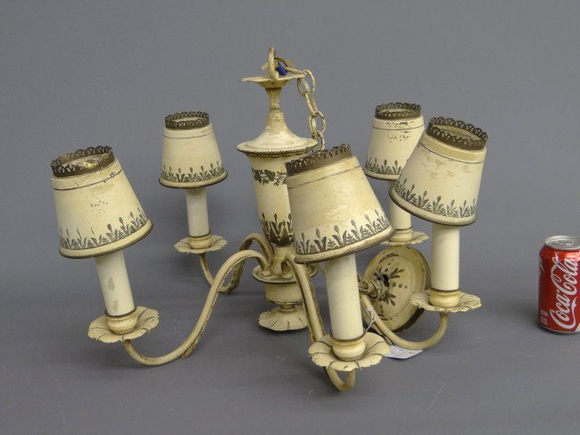 Vintage Chandelier: Vintage tole chandelier. Approx. 21" W 17" Ht.