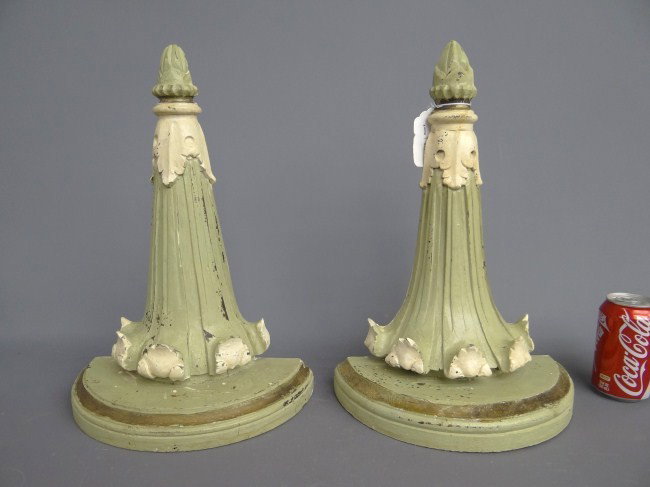 Wall Brackets: Pair painted wooden wall brackets. 17 1/4" Ht.