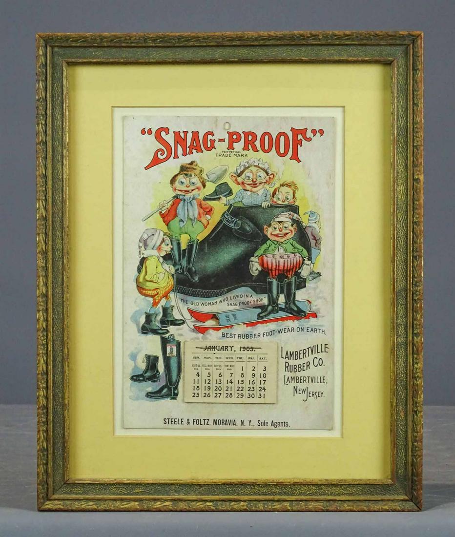 1903 "Brownies" Calendar: 1903" Brownies" calendar from Lambertville New Jersey. Sight 10" x 7", overall 15 1/2" x 12 1/2".
