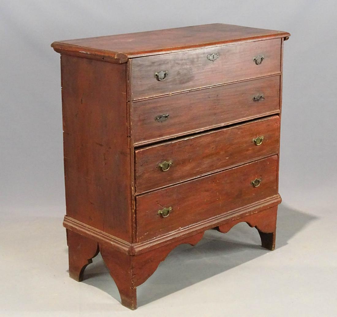 18th c. Lift Top Blanket Chest: 18th c. Queen Anne lift top blanket chest. 39" x 18" x 43".