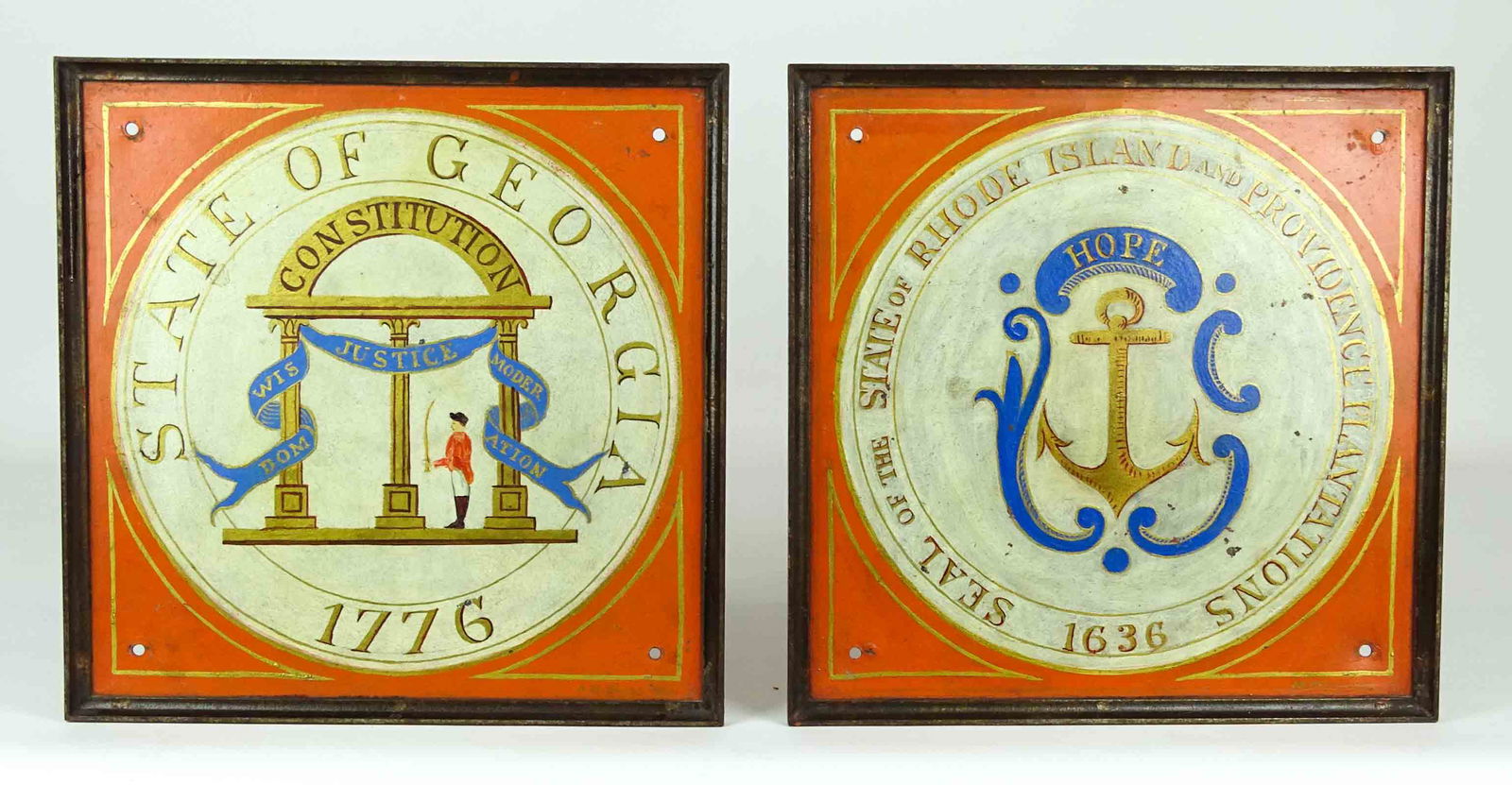 Two Metal Painted State Seals (1 of 6)