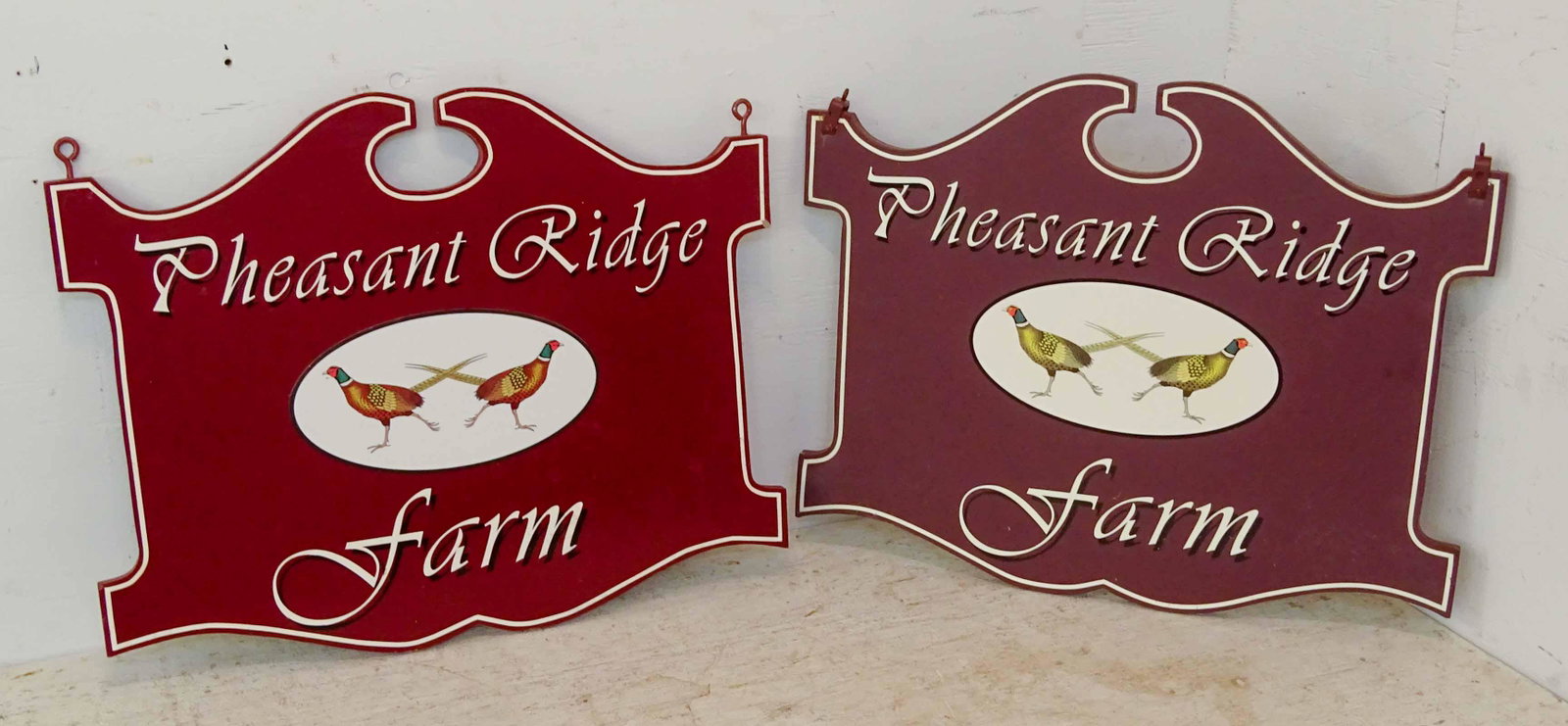 Sign Lot: Lot (2) painted signs "PHEASANT RIDGE FARM". 23 1/2" x 30 1/2".