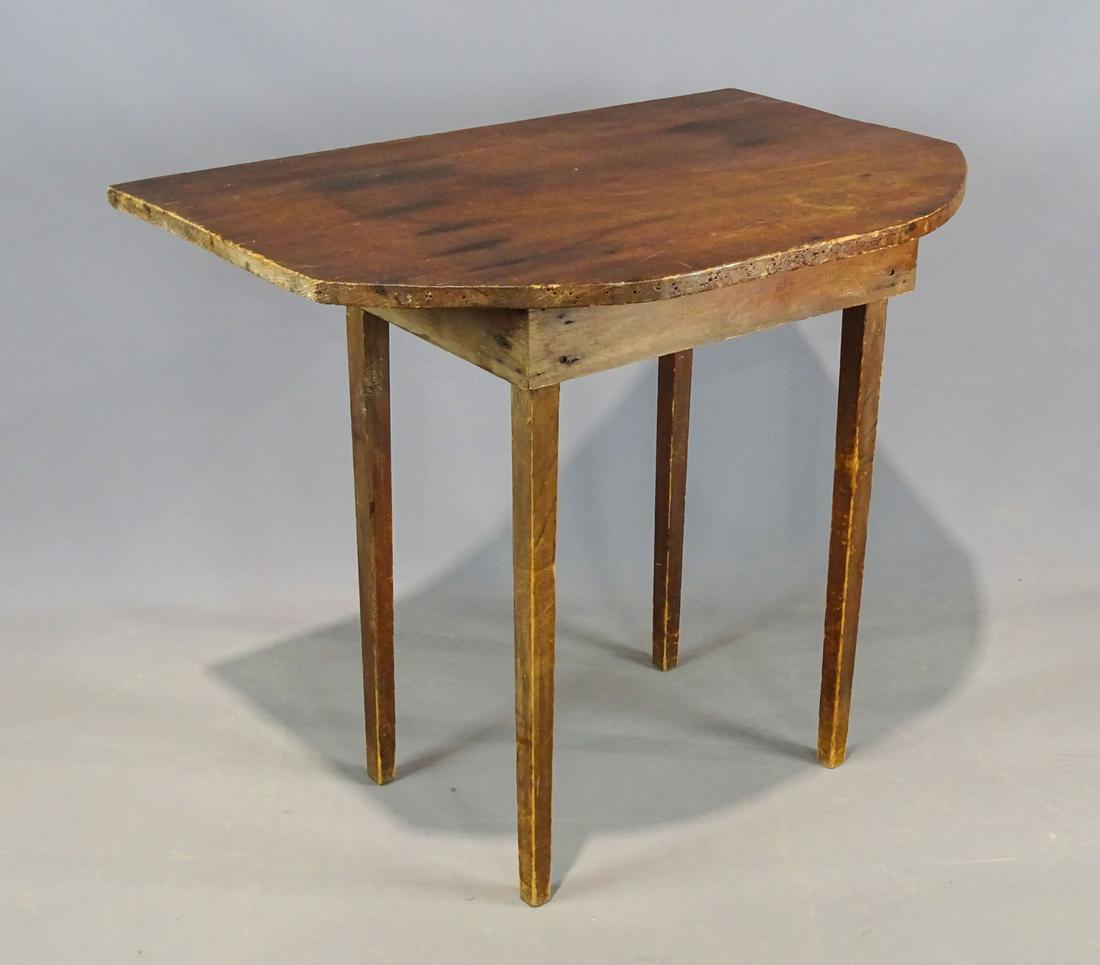 Primitive Table: 19th c. primitive "D" shaped wall table. 34 1/2" x 23 1/2" x 29 1/2".