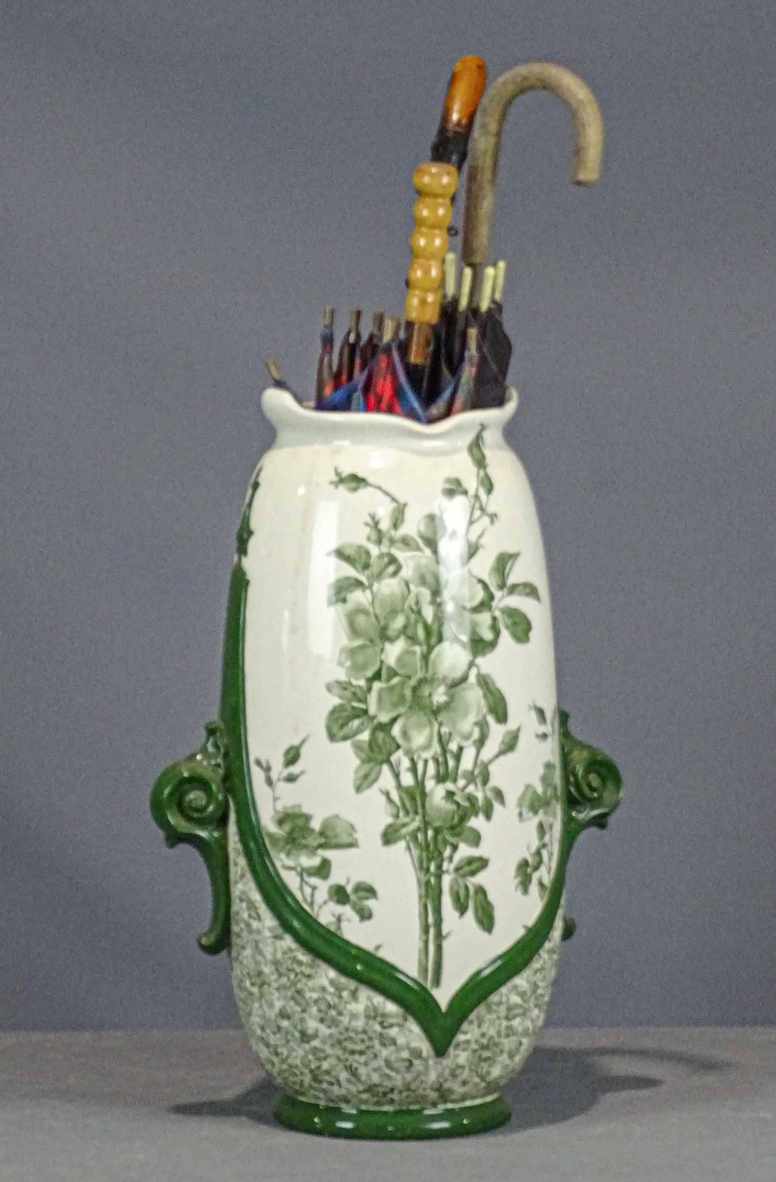 Umbrella Stand: Ceramic umbrella stand. 24" Ht.. Marked England.