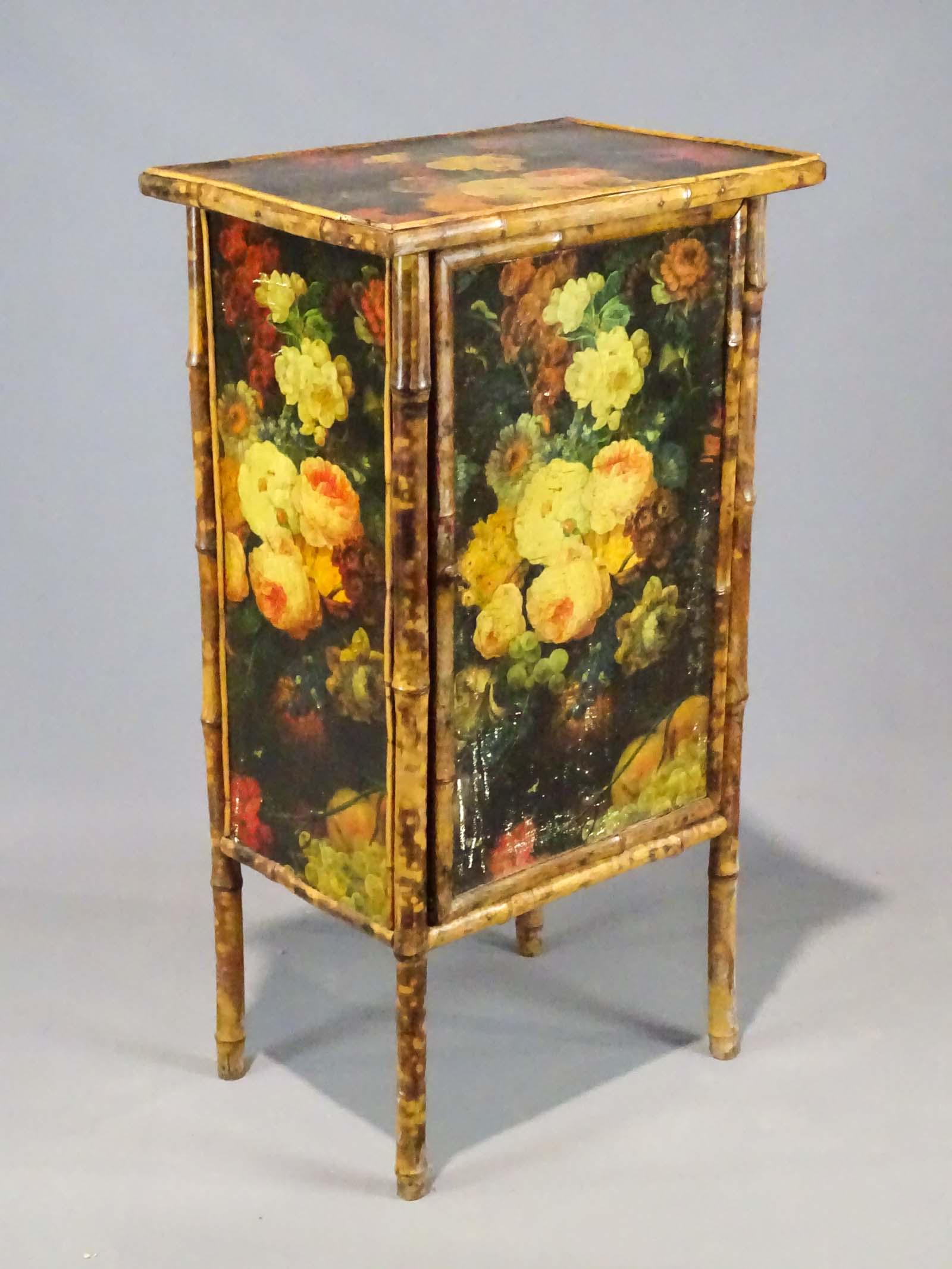 Bamboo Stand: Bamboo decorated stand. 20" x 14" x 36".