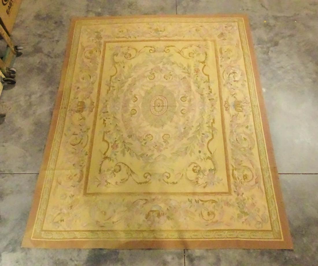 Aubusson Rug: Aubusson rug. 7' 9" x 10' 1". Stains.