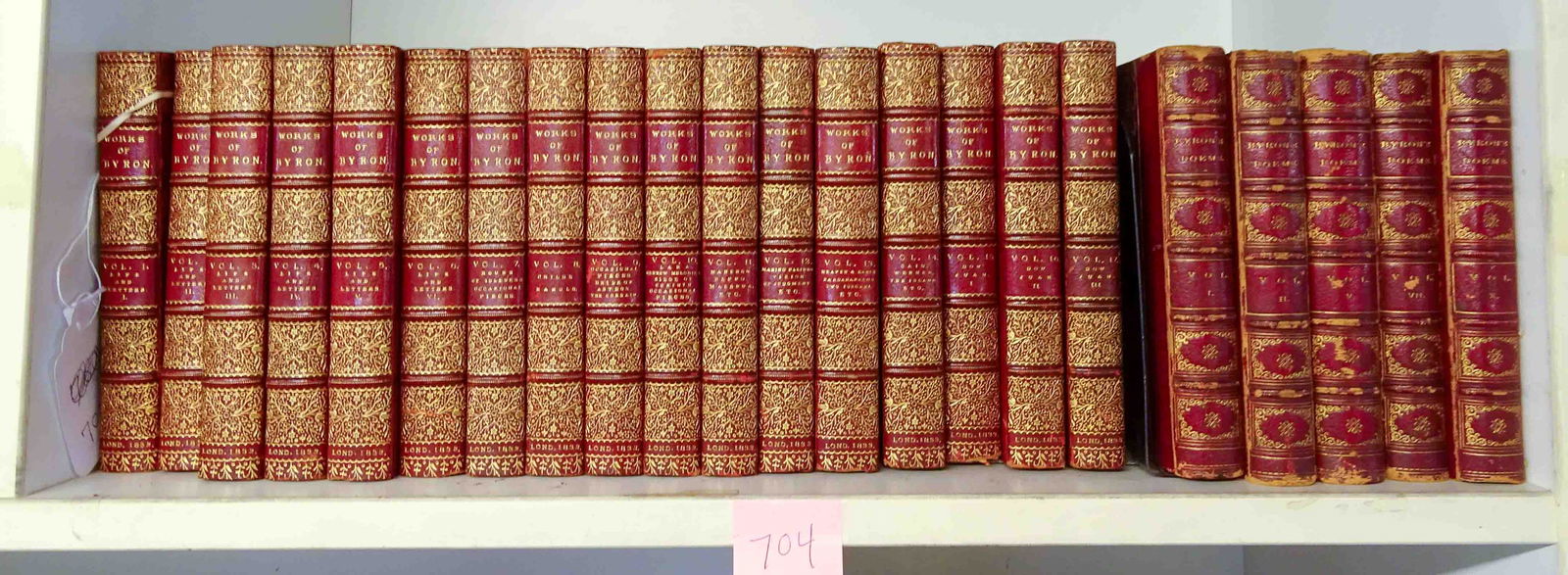 Book Lot: Book Lot: Works of Lord Byron, published by John Murray, Albemarle St. London 1832, (17) volumes.