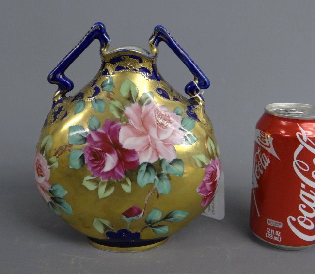 Nippon Vase: Hand painted Nippon vase. 8" Ht.