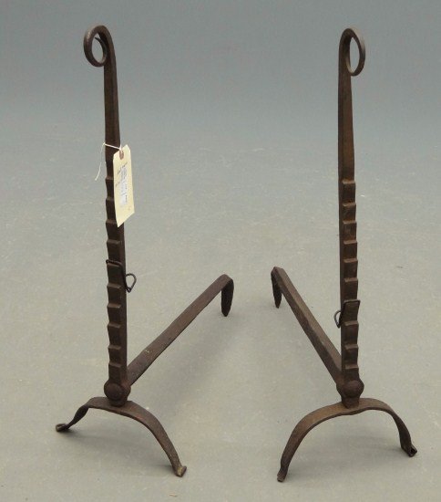 18th c. Andirons: Pair 18th c. andirons. 30" Ht.
