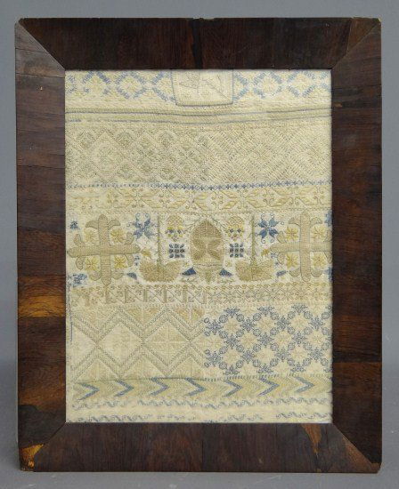 19th c. Needlework Sampler: 19th c. needlework sampler. site 14" x 10 1/2".