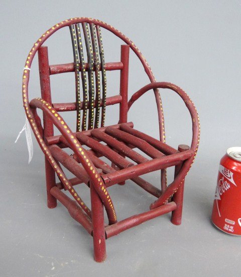 Adirondack Child' s Chair: Vintage painted Adirondack child' s chair. 11 1/2" Ht.