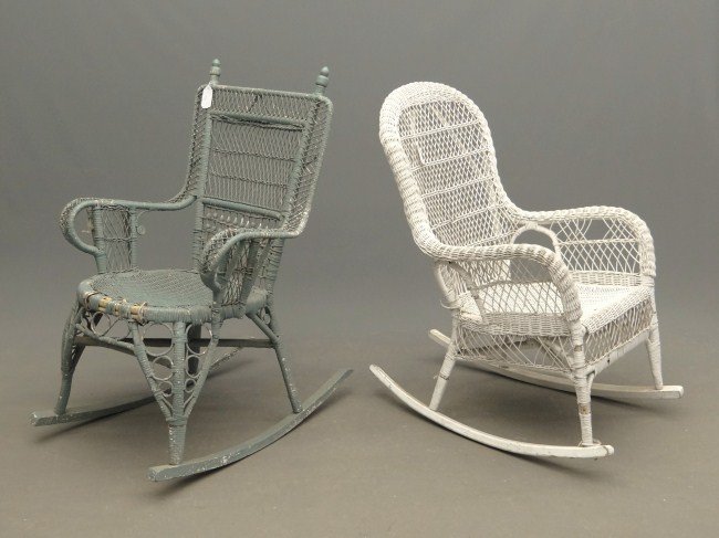 Wicker Rockers: Lot (2) as found wicker rockers.
