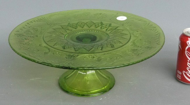 Cake Stand: Depression glass cake stand.