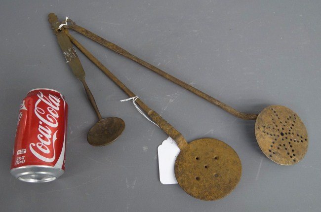 Iron Lot: Lot (3) pcs. early iron, all signed.12" to 18 1/2" Length.