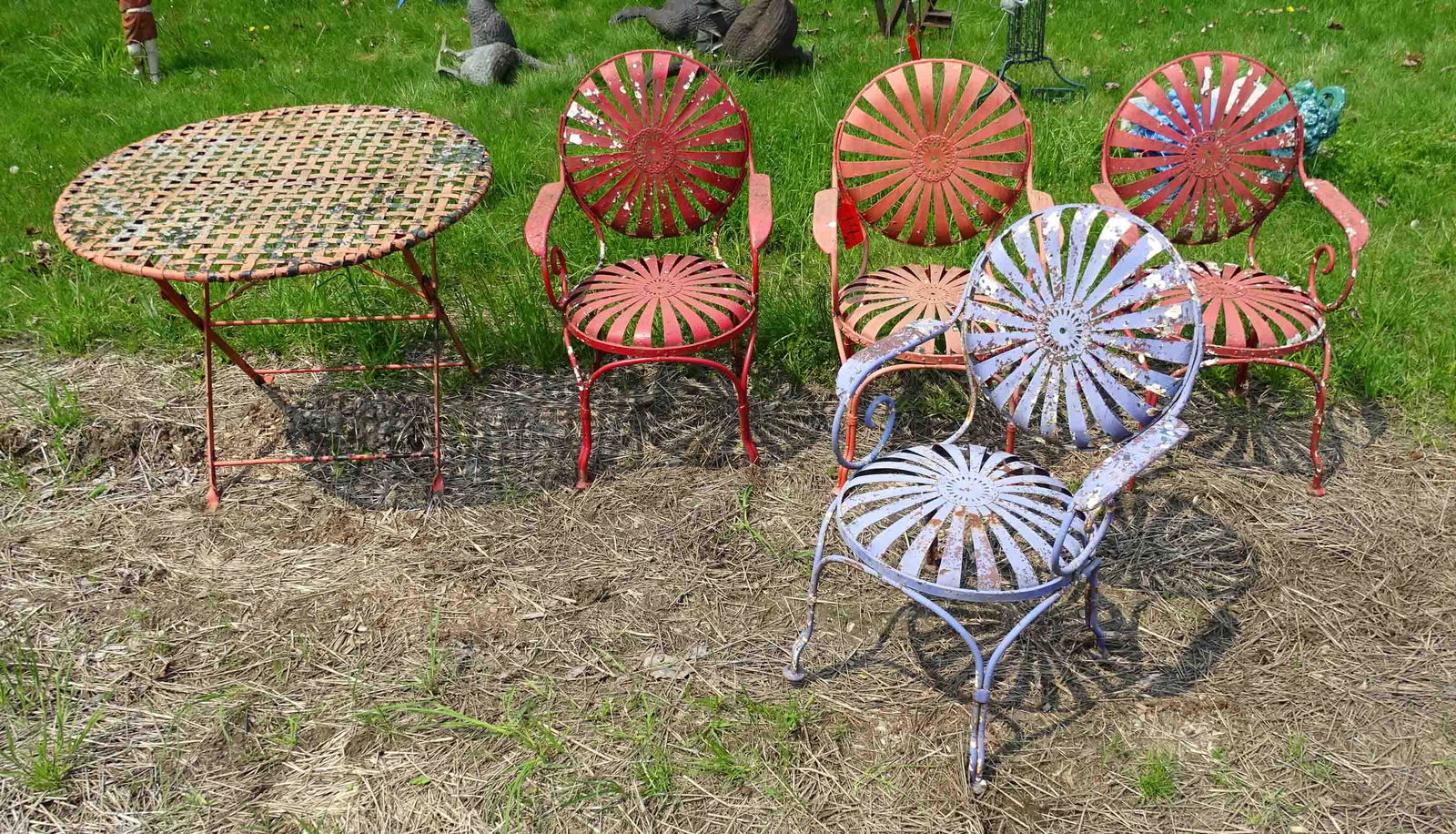 4 Spring Steel Arm Chairs & Table (1 of 6)