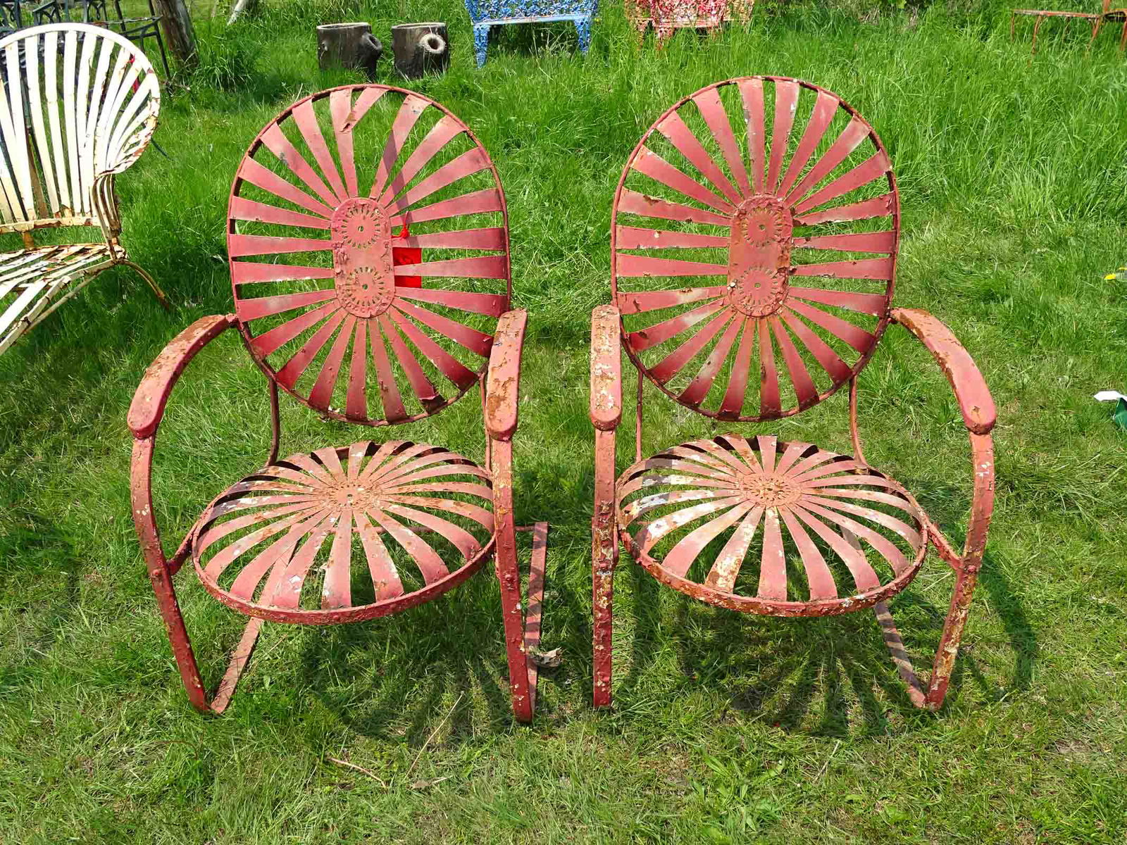 Pair Spring Steel Arm Chairs (1 of 6)