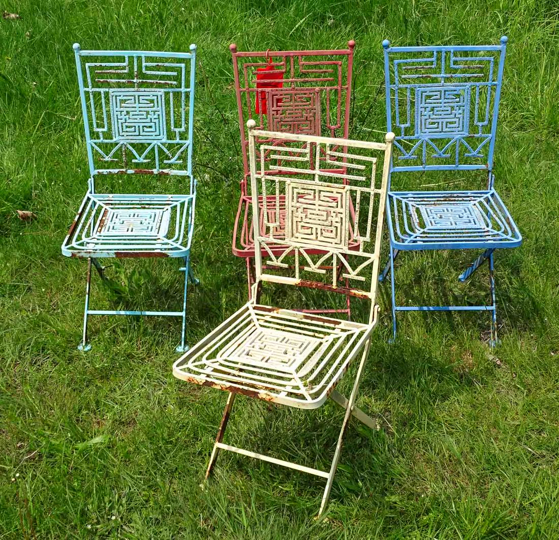 4 Children's Chairs: (4) Folding iron children's chairs.