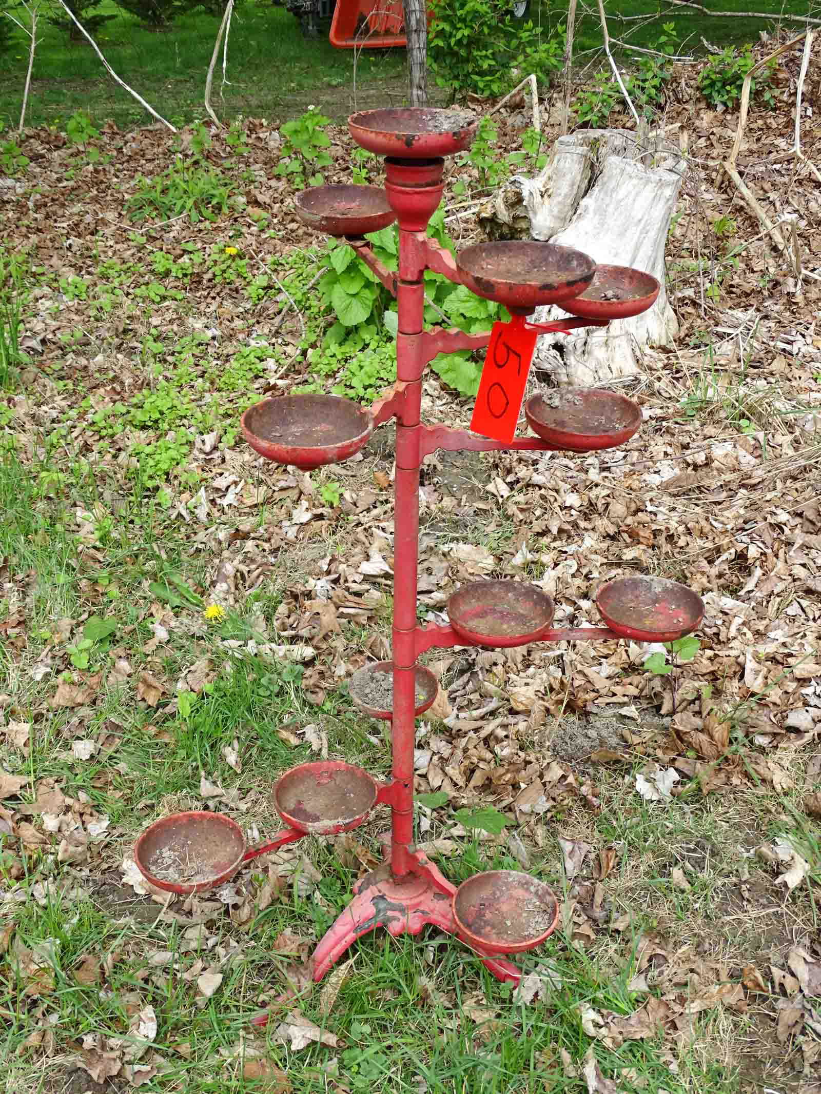 Cast Iron Planter: Cast iron 8 arm planter, 42" Ht..