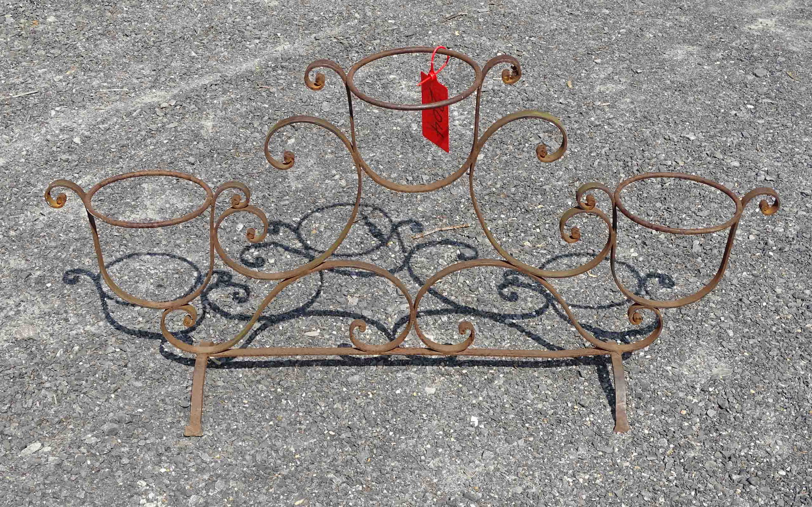 Planter: Fancy blacksmith made wrought iron planter, 41" W. x 21" Ht..