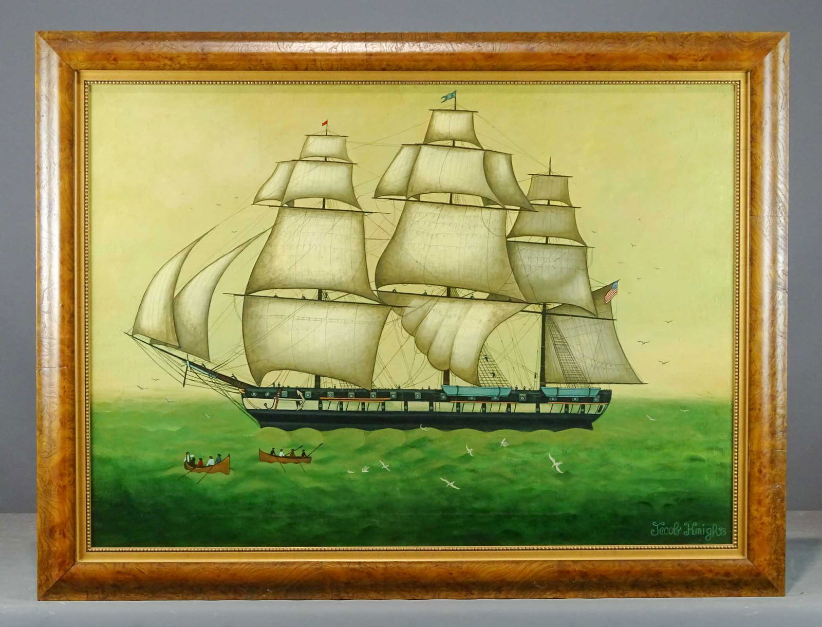 Painting: Folk Art Ship, Jacob Knight (1938-1994) (1 of 7)