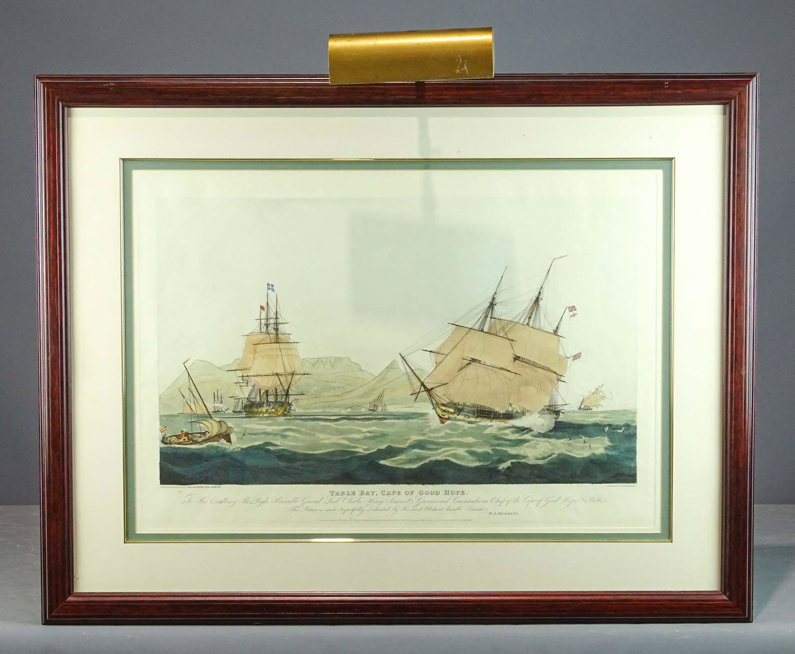 Print "Table Bay, Cape of Good Hope": Print "Table Bay, Cape of Good Hope" after T. Sutherland. Sight 19" x 28" . Frame 29" x 38".