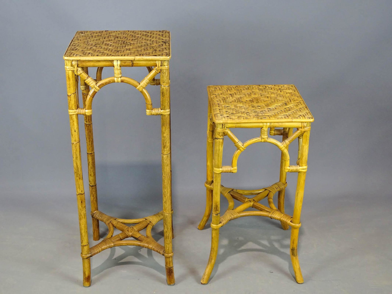 Pair of Bamboo Stands: Pair of bamboo stands. Tallest 32 1/2" Ht..