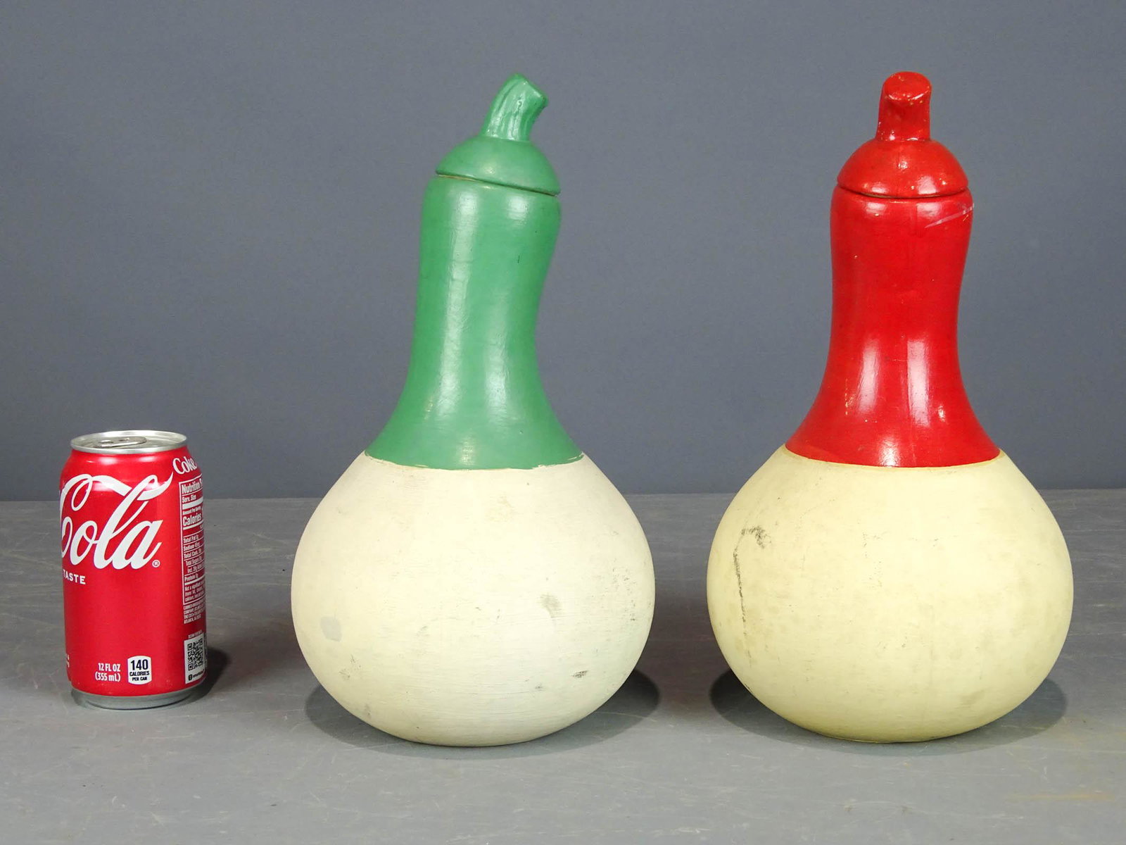 Pair Pottery Bottles: Pair of Weller pottery gourd bottles.