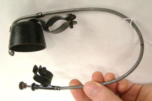 Bell - Bicycle, Tricycle & Velocipede: Bell - Bicycle, Tricycle & Velocipede type - circa 1920 - Handlebar Clamp with spring action. Overall length is about 16". Working order.
