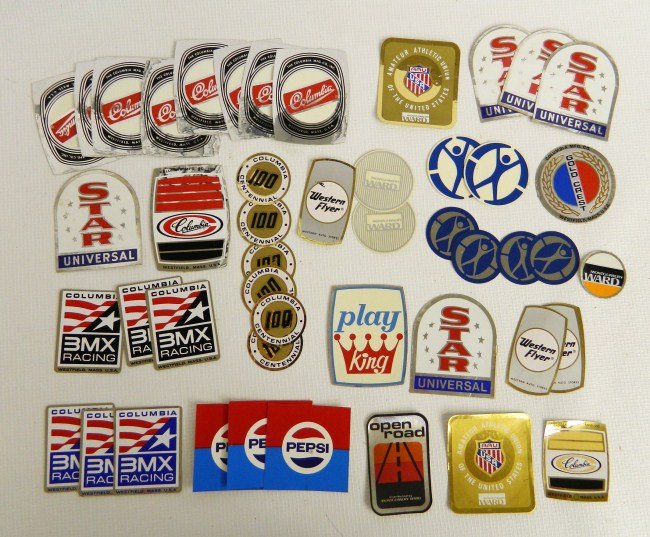 Bicycle Transfer Lot: Lot of (45) bicycle transfers, some are name badges. New old stock in exc. cond.