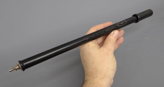 "Mead Cycle Co" Bicycle Pump by Britton: Bicycle pump signed "Mead Cycle Co." manufactured by Britton. 15 1/4" l. Working cond., very good.