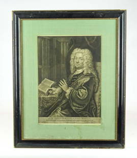 After J. Kupetzky (1667-1740): Godefridus Thoasius, Mezzotint by B. Vogel, 1732, after J. Kupetzky (1667-1740). Sight 14" x 10", overall 22" x 18".