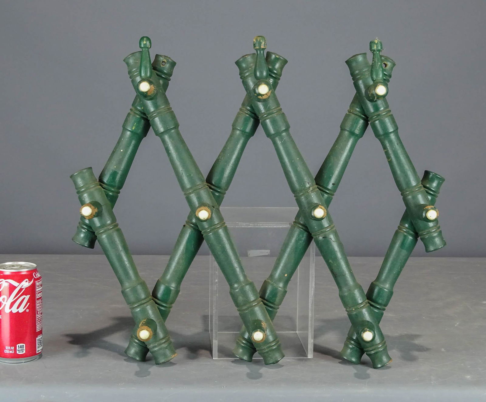 Folding Rack: C. 1900 folding rack in old green paint.