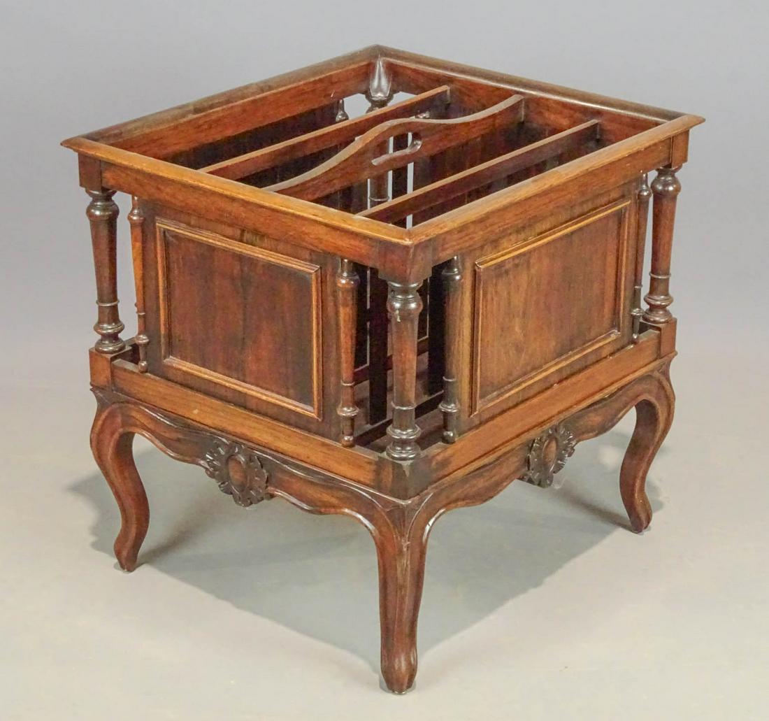 Rosewood Canterbury: Rosewood carved Canterbury. 19" x 17" x 19".