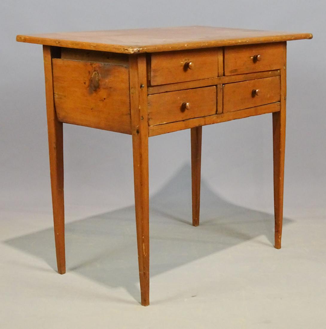 19th c. Pine Four Drawer Table (1 of 6)