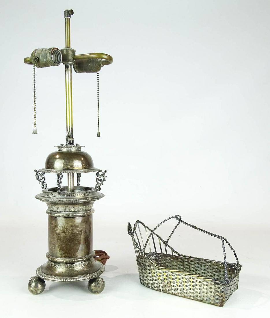 Silverplate Lamp & Basket (1 of 8)