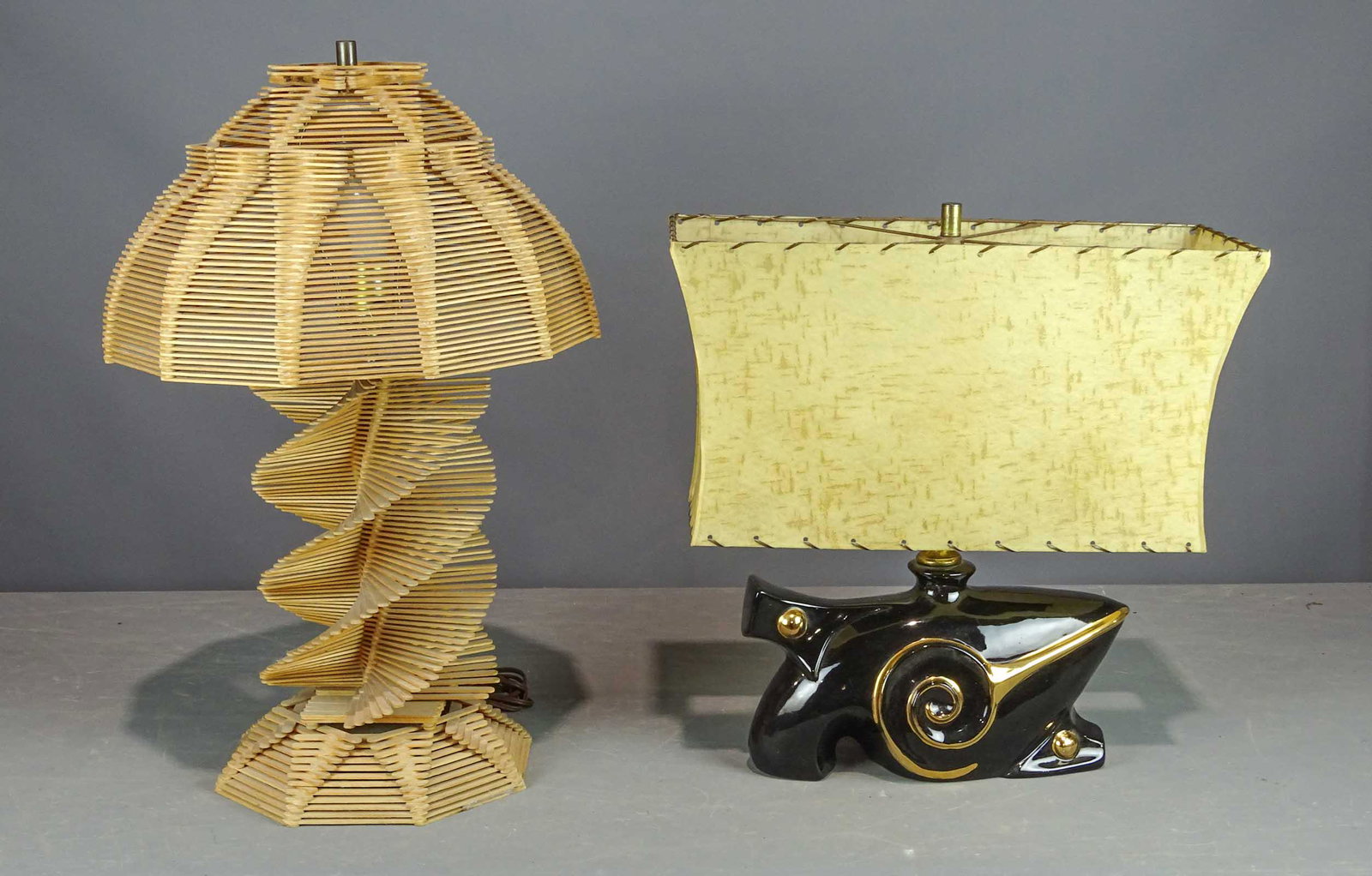 Lamp Lot: Lot including vintage Popsicle lamp (25" Ht.), and Mid Century Lamp (18 1/2" Ht.).