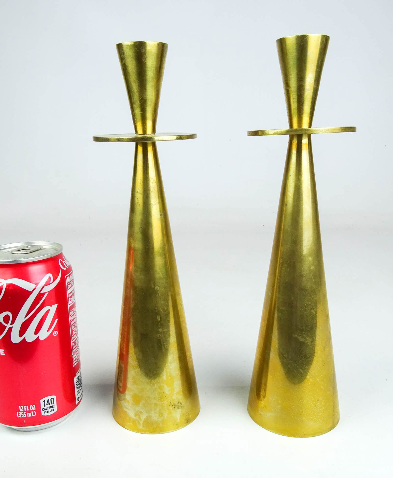 Pair of Brass Modernist Candlesticks (1 of 4)