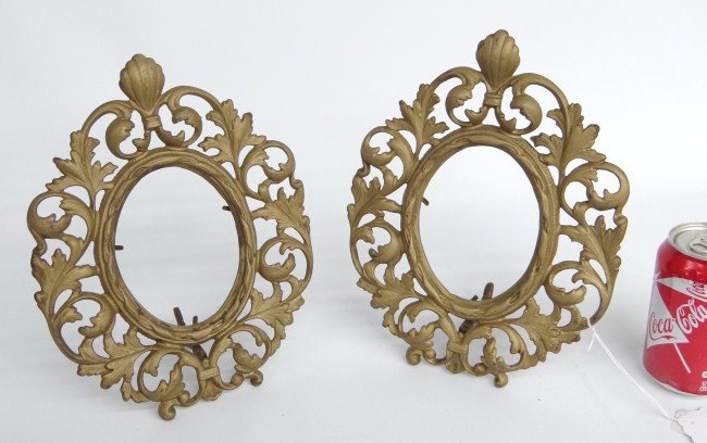 Brass Frames: Pair vintage brass ornate frames. Takes a 5" x 4" picture.
