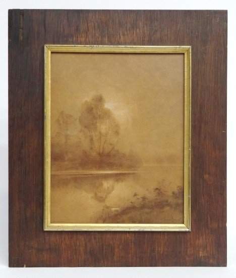 Painting Laurent Sabon: Painting landscape signed "Sabon Laurent" (Switzerland b. 1952). Also signed "No 1 Depose". Sight 13 1/2" x 10 1/2".