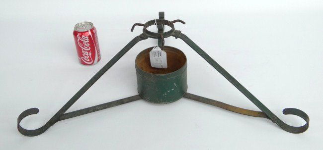 Vintage Christmas Tree Stand: Vintage Christmas tree stand in old green paint.