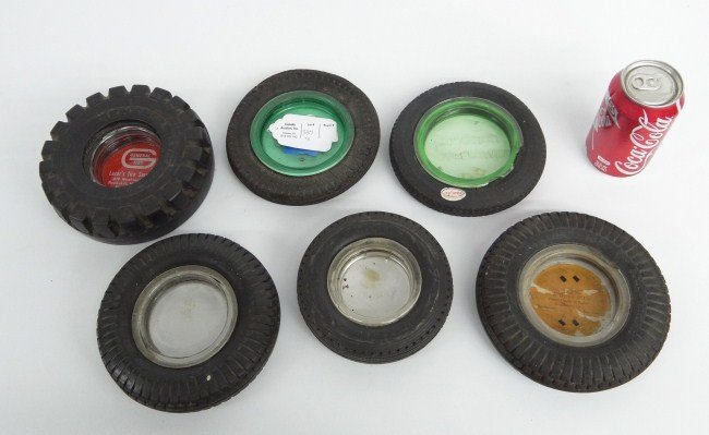 Vintage Tire Ashtrays: Lot six vintage tire ashtrays.