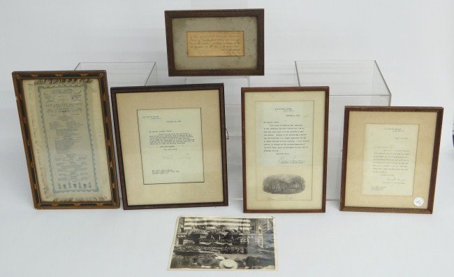 Ephemera/Autograph Lot: Lot including early photo by Drucker & Co. N.Y., letter signed and dated "New York...1864" stating "I have examined Col. Douglas...Robert Anderson", original "Pilgrim Dinner...New England Society Of C