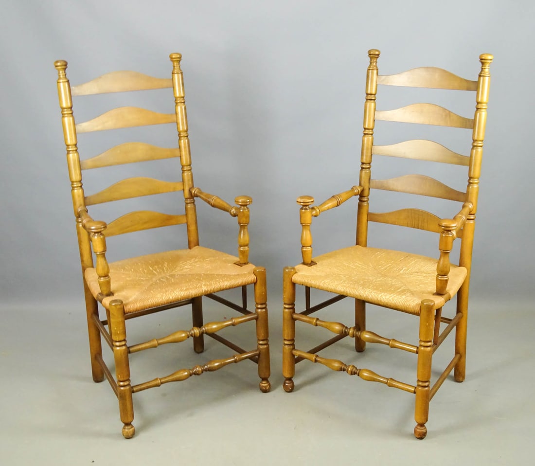 Pair Ladderback Armchairs (1 of 6)
