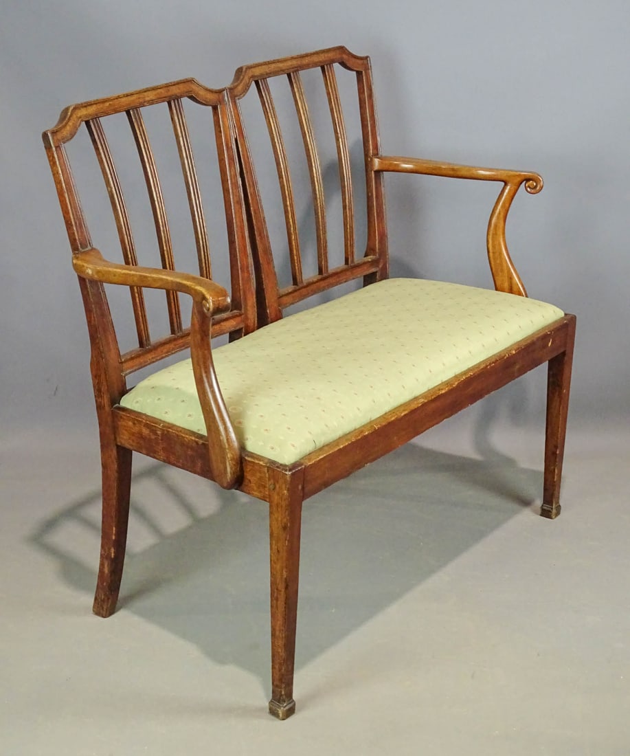 Early Mahogany Settee: Early carved mahogany settee (38" x 16 1/2" x 34 1/2".