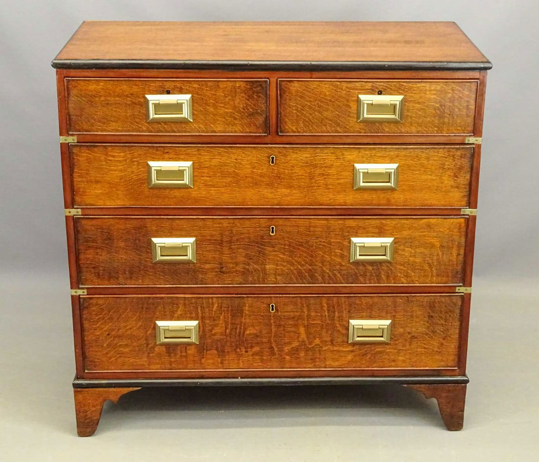 19th c. Oak Campaign Chest (1 of 8)