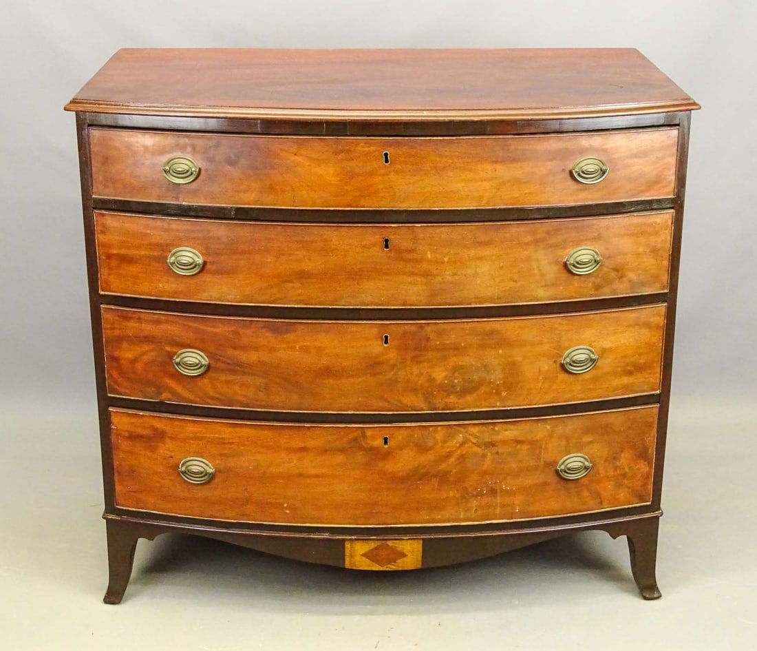 19th c. Bowfront Chest of Drawers (1 of 7)