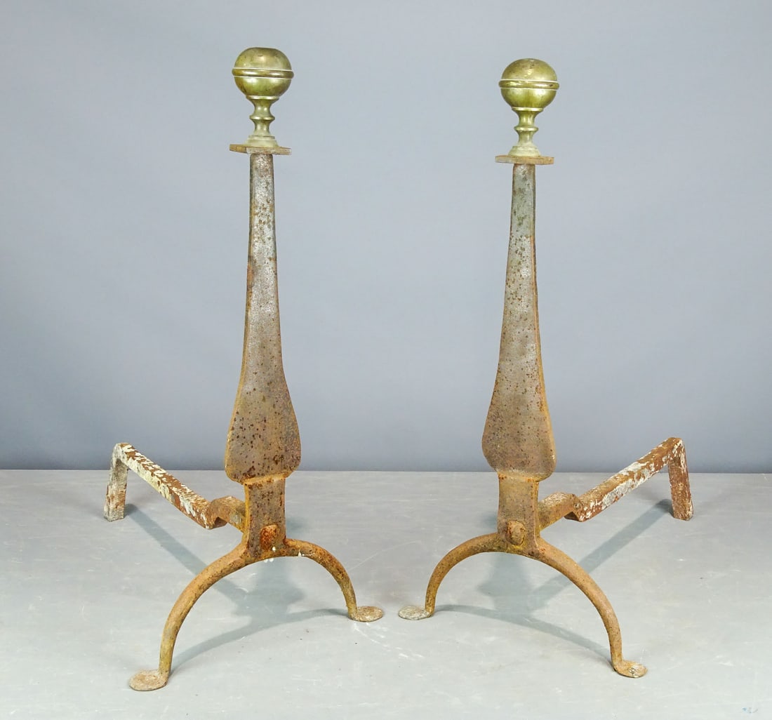 Pair 19th c. Knife Blade Andirons (1 of 6)