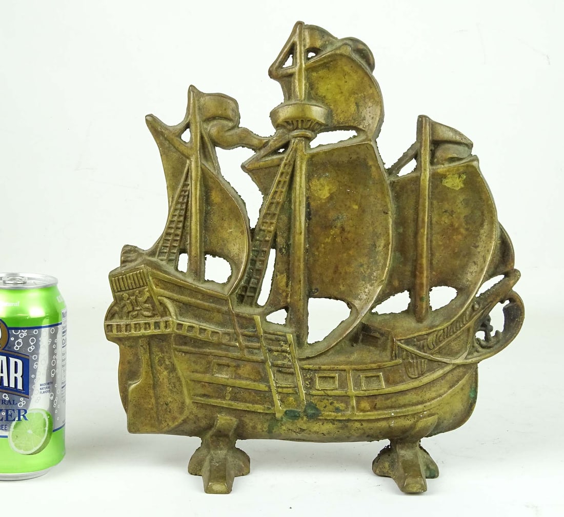 Galleon Doorstop: Brass Galleon brass doorstop. 11 1/4" Ht..