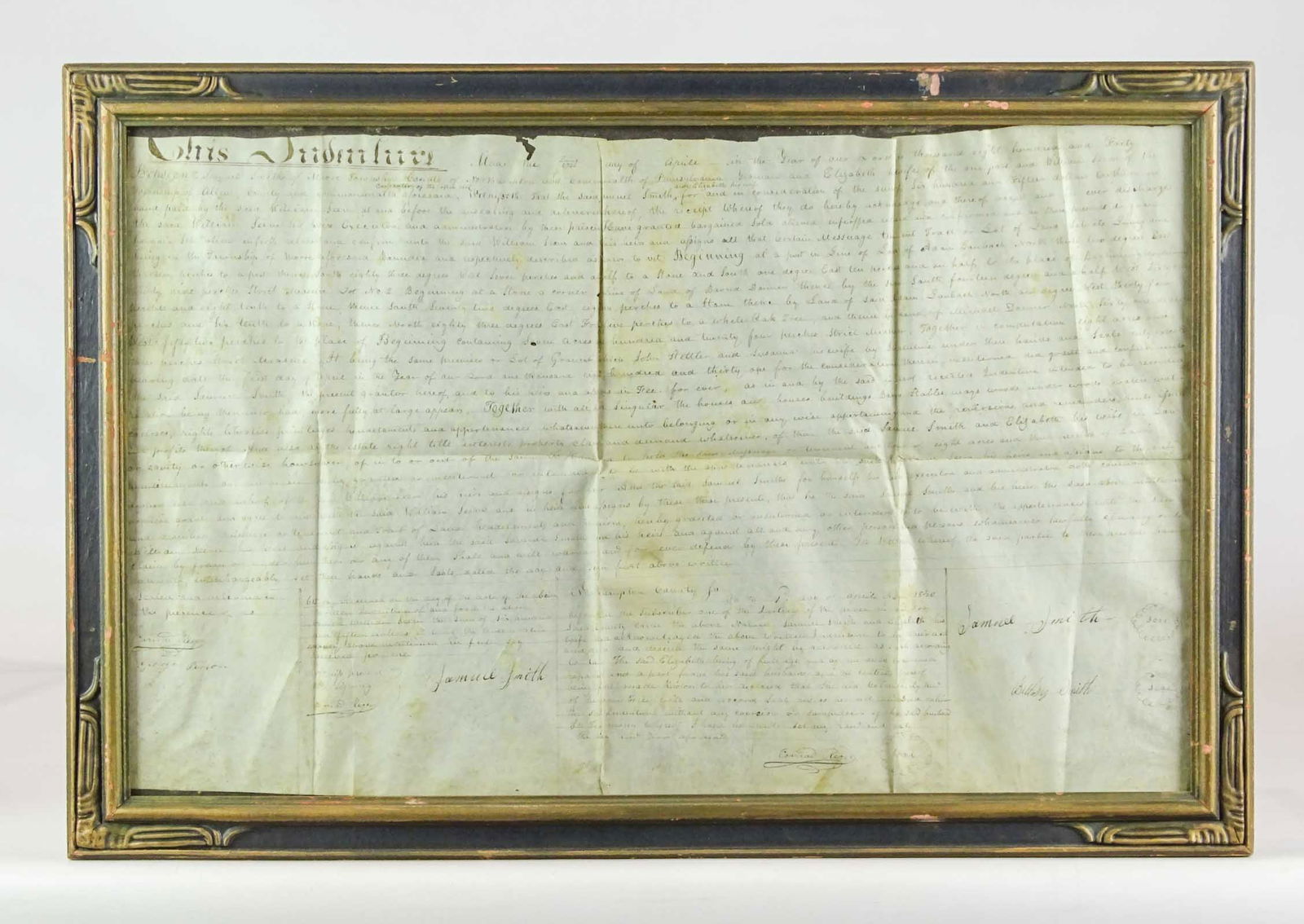 19th c. Framed Indenture (1 of 5)
