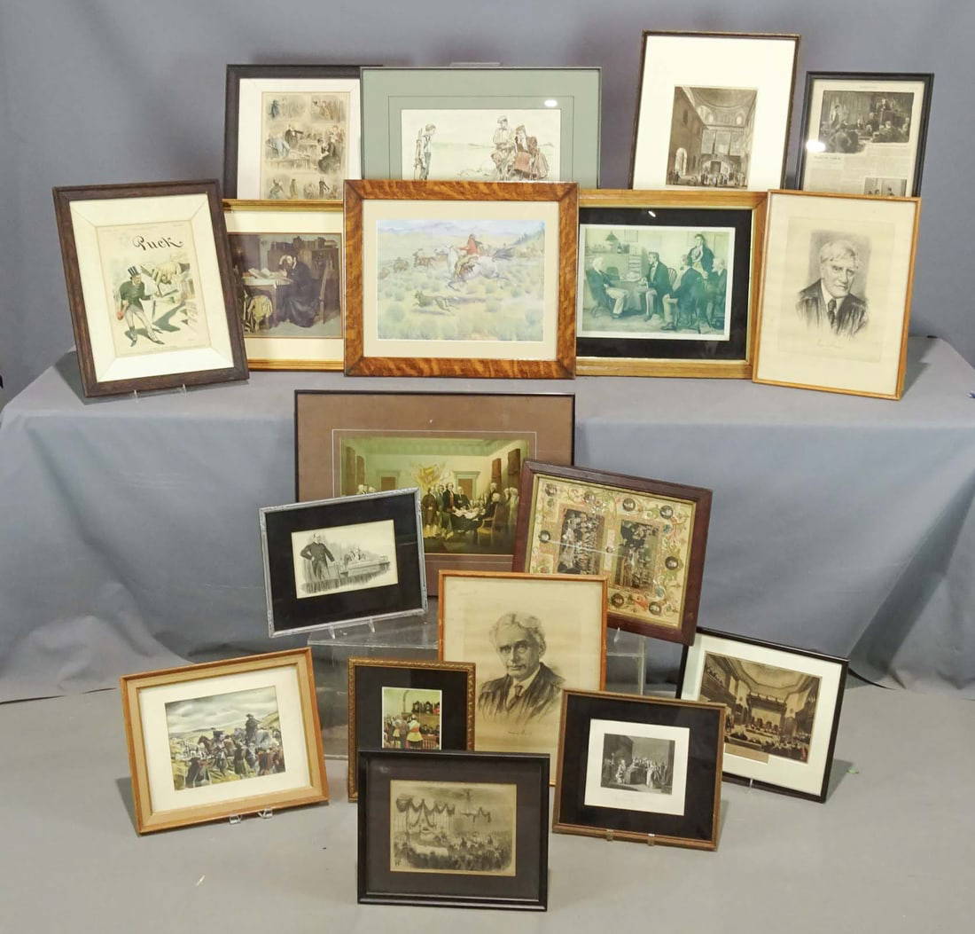Lot Of Early Framed Prints Auction